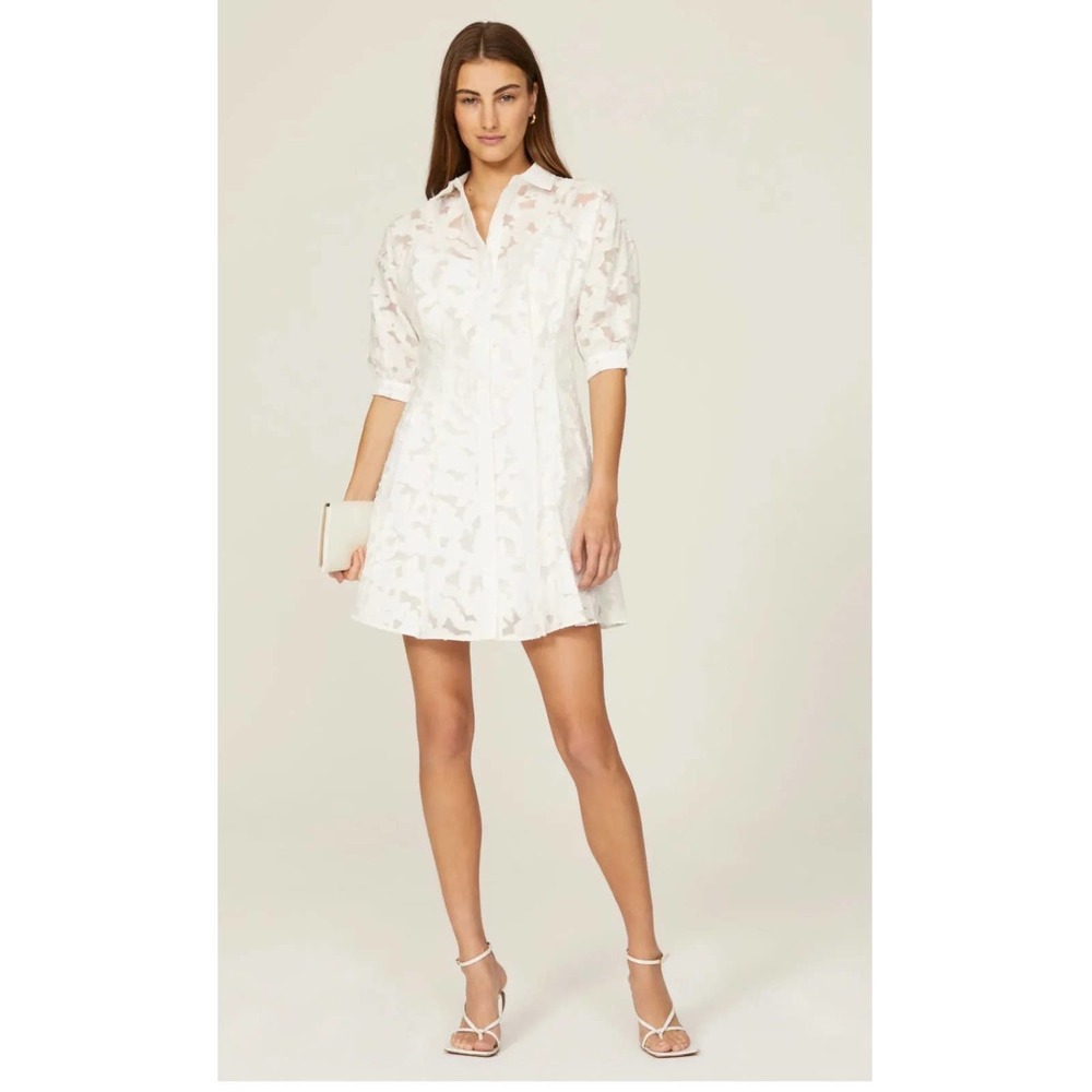 Club Monaco White Jacquard Shirt Dress